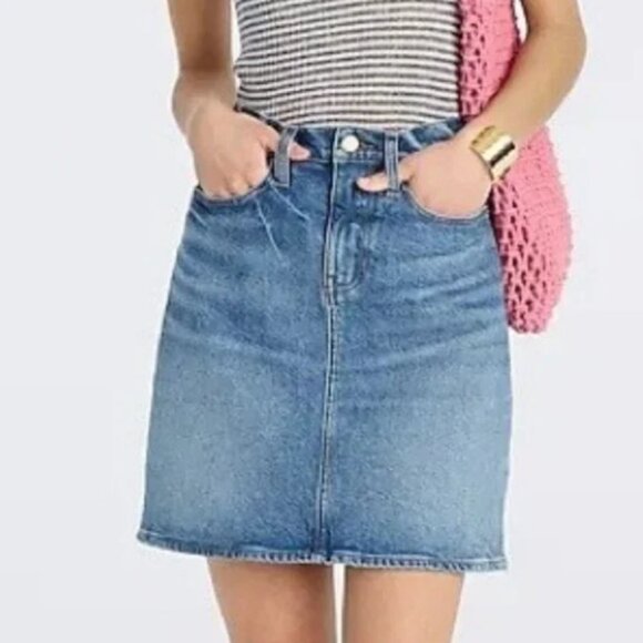 JCREW Petite Denim mini skirt in light sky wash PETITE 23 - Picture 1 of 7